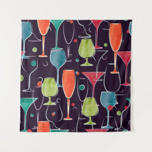 Waterverf cocktails, kleurrijk motief. wandkleed