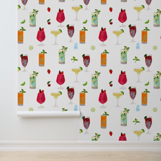 Waterverf cocktails & party Drinken Behang (Applicatie)
