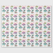 Waterverf Colorful Dinosaur Party Cadeaupapier (Vlak)