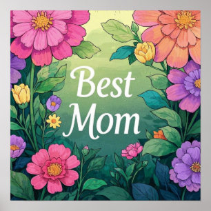 Waterverf Colorful Flowers Poster