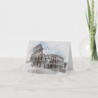 Waterverf Colosseum Rome Dank u kaart - Kunst
