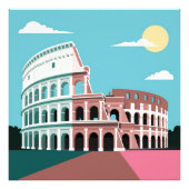Waterverf Colosseum Rome Flat design Poster (Voorkant)