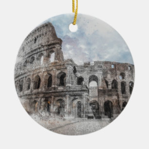 Waterverf Colosseum Rome Italië Keramisch Ornament