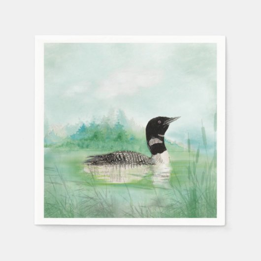 Waterverf Common Loon Bird Natuur Art Servetten (Voorkant)
