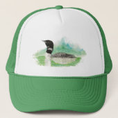 Waterverf Common Loon Bird Willife Natuur Art Trucker Pet (Voorkant)