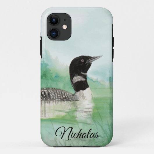 Waterverf Common Loon wildernis Bird Case-Mate iPhone Case (Achterkant)