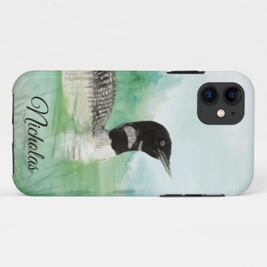 Waterverf Common Loon wildernis Bird Case-Mate iPhone Case (Achterkant (horizontaal))