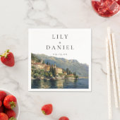 Waterverf Comomeer Italiaans Destination Wedding Servet (Insitu)