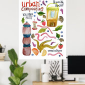 Waterverf compostering Kunst met handschrift Recyc Poster (Thuiskantoor)