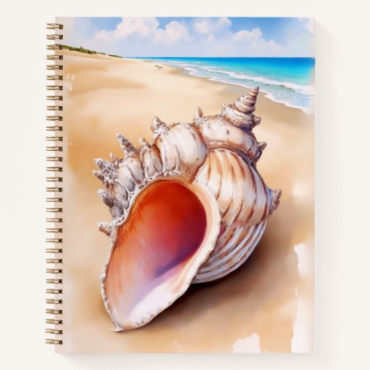 Waterverf Conch Shell op het strand Journal Notitieboek (Voorkant)