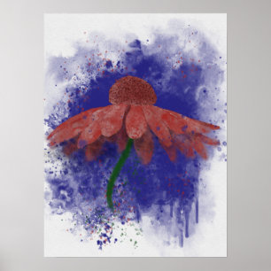 Waterverf Coneflower Poster