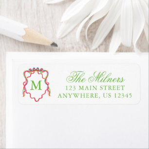 Waterverf Confetti Kerst Monogram Crest Etiket