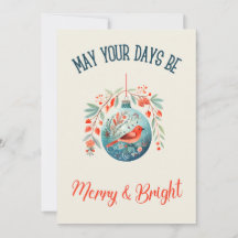  Waterverf Cool Blue & Red Bird Christmas