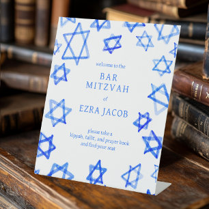 Waterverf Cool Blue Star van David Bar Bat Mitzvah Reclamebord Met Voetstuk