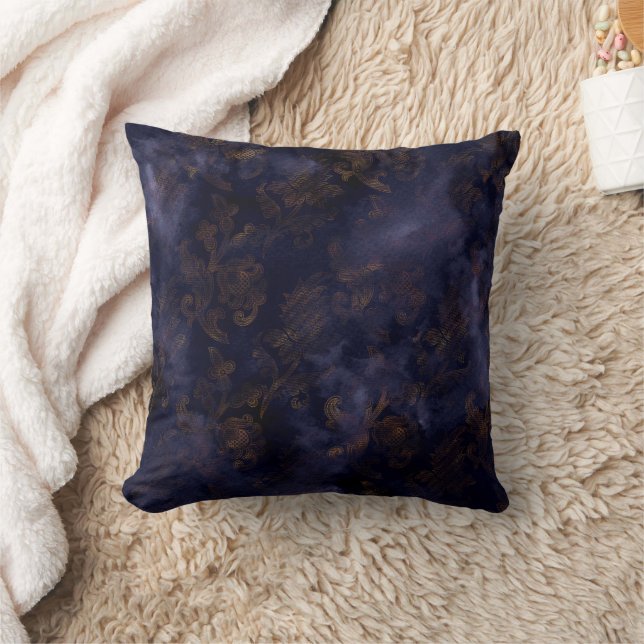 Waterverf Copper Patina Damask Pattern Kussen (Deken)