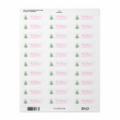 Waterverf Coquette Bow Kerstboom Adres Etiket (Full Sheet)