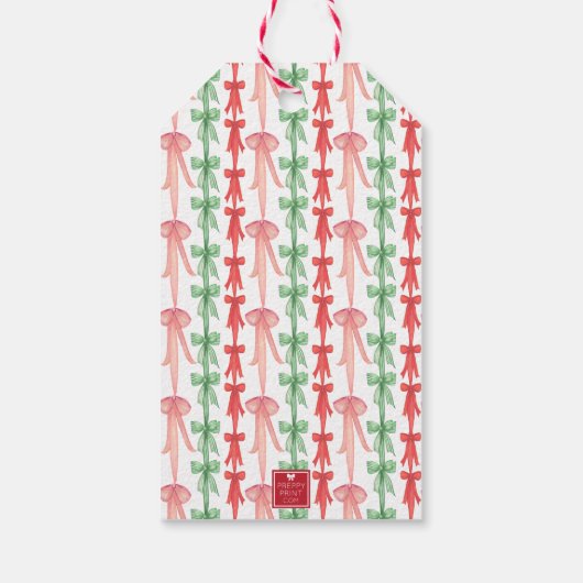 Waterverf Coquette Bow Kerstboom behuizing Cadeaulabel (Achterkant)