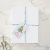 Waterverf Coquette Bow Kerstboom behuizing Cadeaulabel (Met Touw)