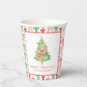 Waterverf Coquette Bow Kerstboom Papieren Bekers (Voorkant)