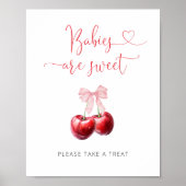 Waterverf Coquette Cherry Baby's zijn zoet Poster (Voorkant)