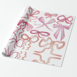 Waterverf Coquette Roze Bow Girls Baby shower Cadeaupapier