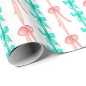 Waterverf Coquette Turquoise & Roze Bogen Cadeaupapier (Rol Hoek)