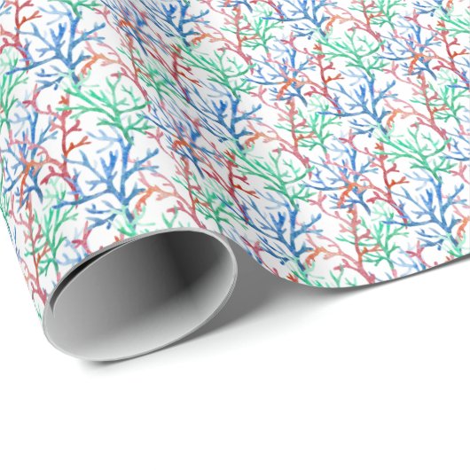 Waterverf Coral Pattern Cadeaupapier (Rol Hoek)