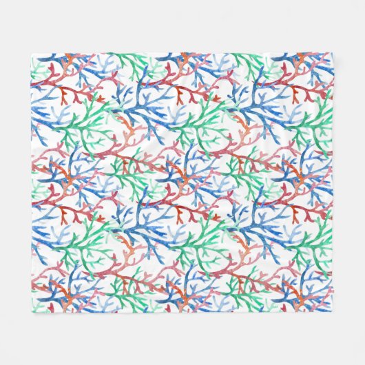 Waterverf Coral Pattern Fleece Deken (Voorkant (Horizontaal))