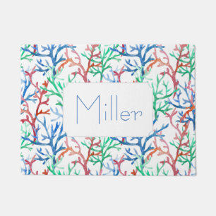 Waterverf Coral Pattern Jouw namen toevoegen Deurmat