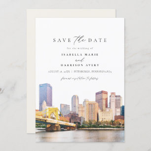 Waterverf Corfu Greece Kerkyra Save the Date Inv Kaart