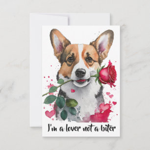 Waterverf Corgi Dog met Roos Note Kaart