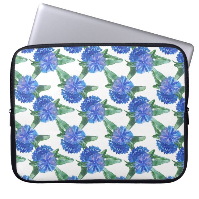 waterverf cornbloemen laptop sleeve (Voorkant)