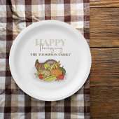 Waterverf Cornucopia Thanksgiving Custom Papieren Bordje