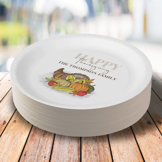Waterverf Cornucopia Thanksgiving Custom Papieren Bordje