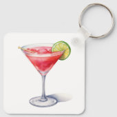 Waterverf Cosmopolitan Cocktail Drink Sleutelhanger (Achterkant)