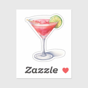 Waterverf Cosmopolitan Cocktail Drink Sticker