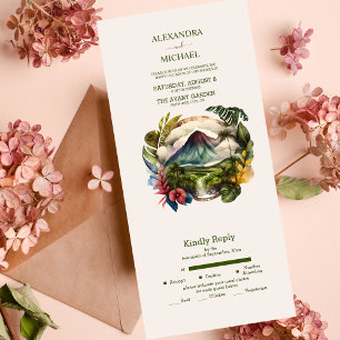 Waterverf Costa Rica Destination Wedding all in o All In One Uitnodiging