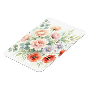 Waterverf Cottage Tuin Wilde Bloemen Boeket Magneet