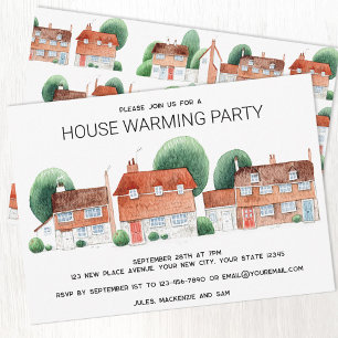 Waterverf Cottages Nieuw Huis Huis Verwarming Fees Kaart
