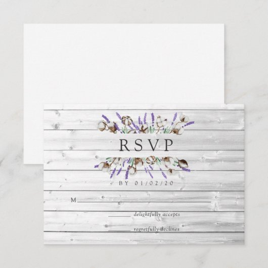 Waterverf Cotton Lavender Country Weddenschap RSVP (Voorkant / Achterkant)