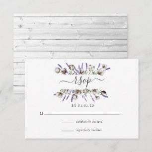 Waterverf Cotton Lavender Country Weddenschap RSVP Kaartje