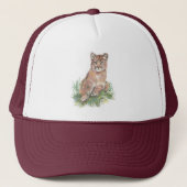 Waterverf Cougar Mountain Lion Wildlife Natuur Trucker Pet (Voorkant)