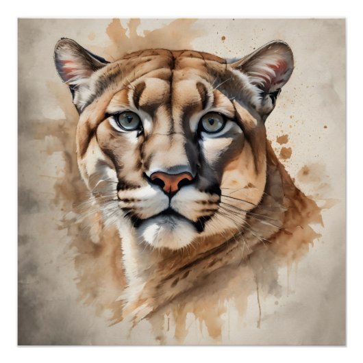 Waterverf Cougar nr. 6 Perfect Poster (Voorkant)