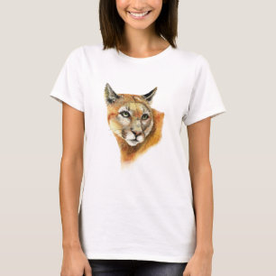 Waterverf Cougar Puma Animal Natuur Art T-shirt