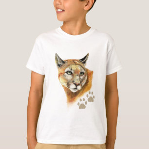Waterverf Cougar Puma, Mountain Lion, Animal T-shirt