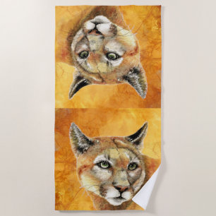 Waterverf Cougar, Puma, Mountain Lion Cat Strandlaken