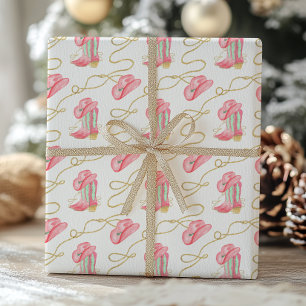 Waterverf Country Christmas Cowboy Boots Cadeaupapier