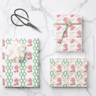 Waterverf Country Christmas Cowboy Boots Inpakpapier Vel