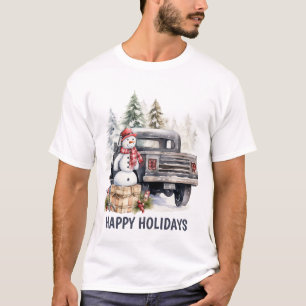 Waterverf Country Christmas truck tekst toevoegen T-shirt