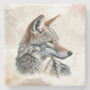 Waterverf Coyote Country Cottagecore Rustic Print Stenen Onderzetter